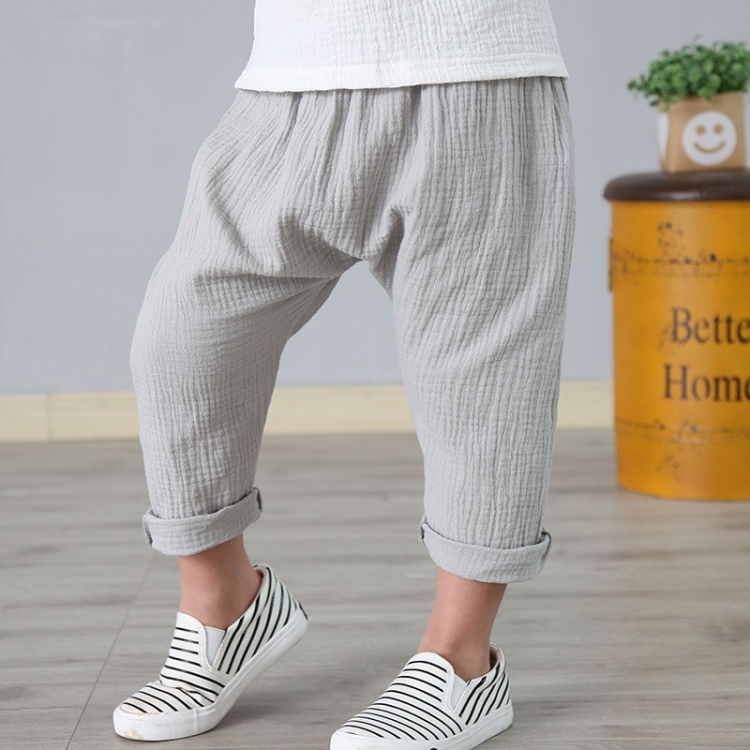

Summer Children Thin Cotton Linen Lanterns Ankle-length Pants, Size:120cm(Grey)