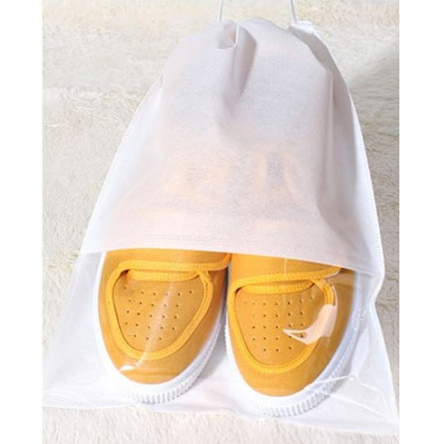 

10 PCS Waterproof Shoes Storage Bag Pouch Portable Travel Organizer Drawstring Bag Cover Non-Woven Organizer, Size:32x44cm(White)