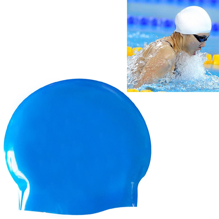

Glossy Seamless Pure Silicone High Elasticity Professional Swimming Cap(Blue)
