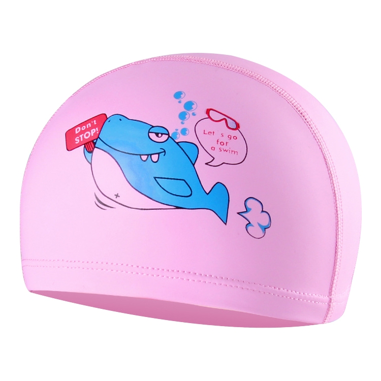 

Children Waterproof Hair Care PU Coated Cartoon Pattern Swimming Cap(Pink Shark)