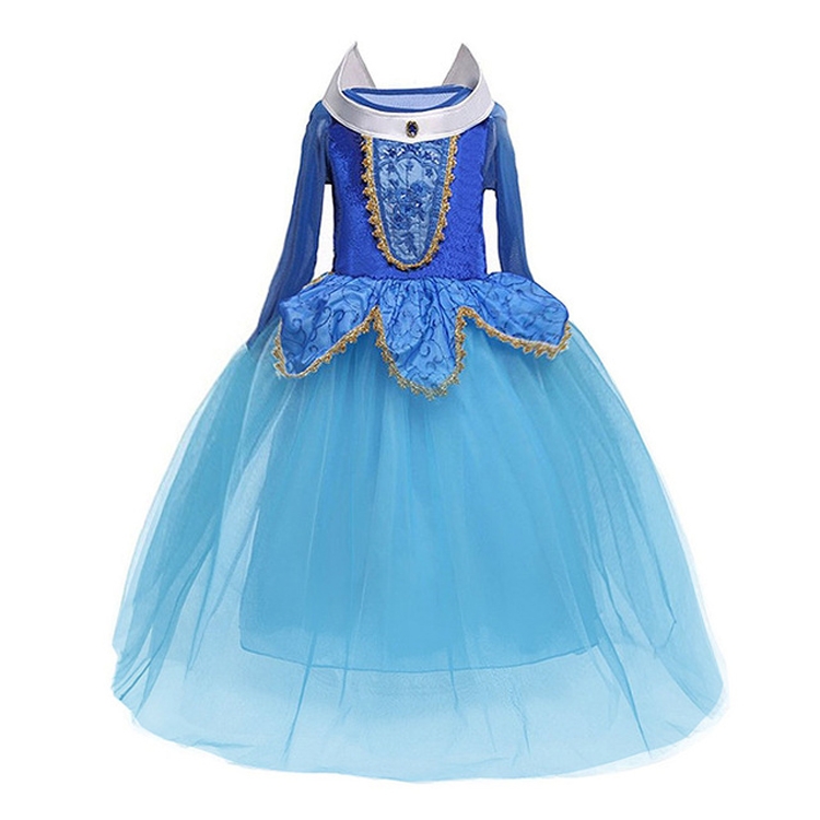

Girls Dress Halloween Cosplay Sleeping Beauty Princess Dresses Christmas Costume Party Children Kids Clothing, Size:130cm(Blue)