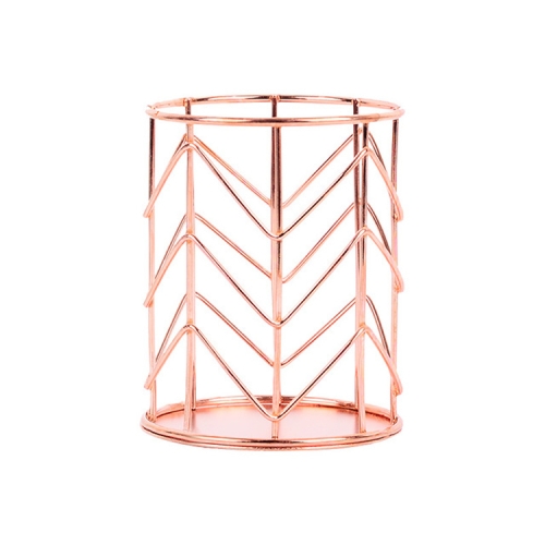 

Hollow Iron Pen Holder Makeup Brushes Storage Desk Organizer Container(Rose Gold)