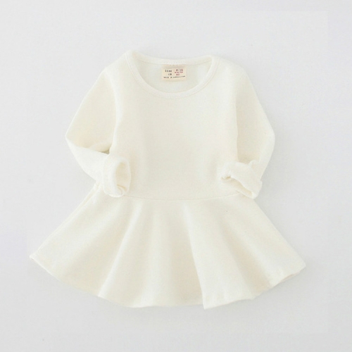 

Spring and Autumn Female Babies Cotton Sanded Lotus Leaf Large Swing Skirt Dress(Pink)