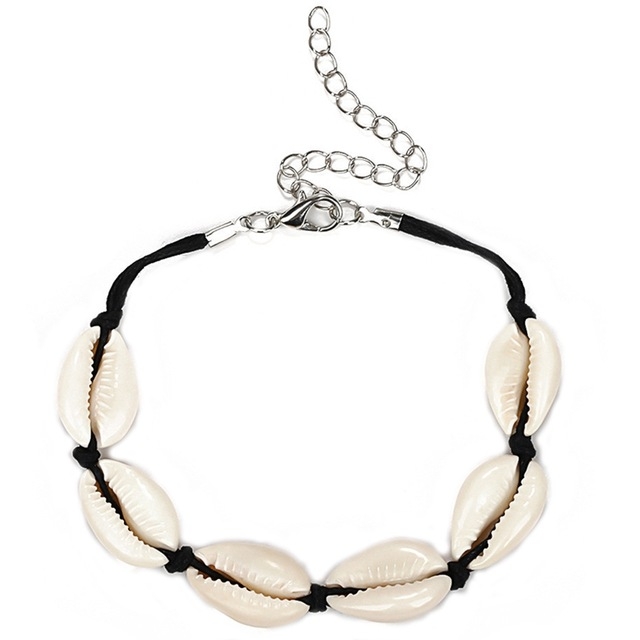 

Cowrie Shell Adjustable Fashionable Chain Bracelet for Women(Black)