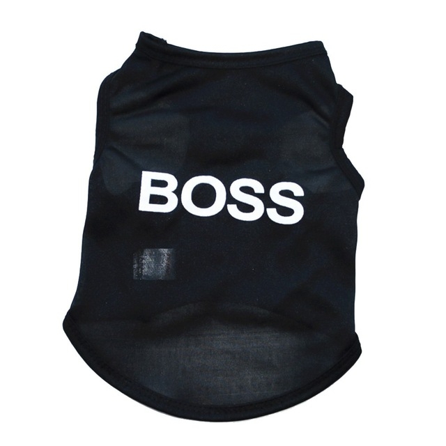 

2 PCS Sports Dog Clothes T Shirt Costume Puppy Pet Dog Clothing Summer Cat Dog Vest(Black Boss)