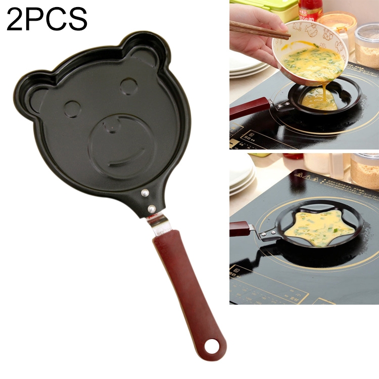 

2 PCS B650417 Cute Cartoon Shaped Egg Mould Pans Nonstick Stainless Mini Breakfast Egg Frying Pans(Bear)