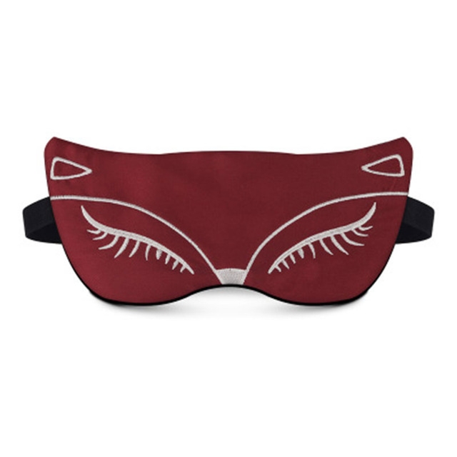 

2 PCS Fox Embroidery Eyepatch Sleeping Aid Blindfold Travel Ice Sleep Eye Mask(Purple)