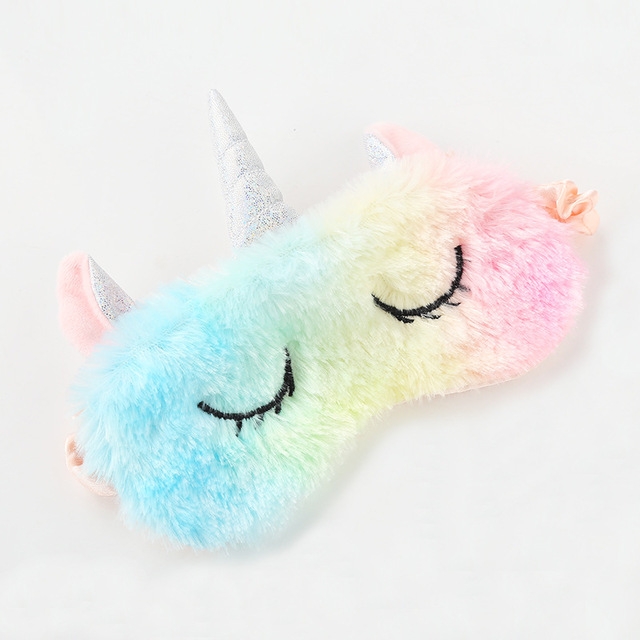 

2 PCS Gradient Colorful Plush Eye Mask Travel Shading Sleep Aid Eye Mask(Colorful Unicorn)