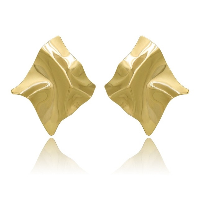 

Irregular Square Shiny Metal Big Drop Earrings Women Rhombus Punk Earrings(Gold)