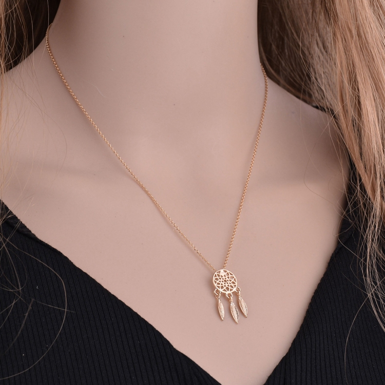

Dream Catcher Series Jewelry Necklace Exquisite Alloy Hollow Pendant Necklace(Gold)