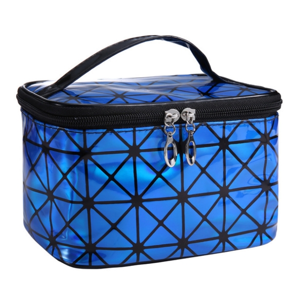 

3D Laser Large Capacity Square Portable Cosmetic Bag Travel Storage Bag Waterproof Wash Bag(Blue)