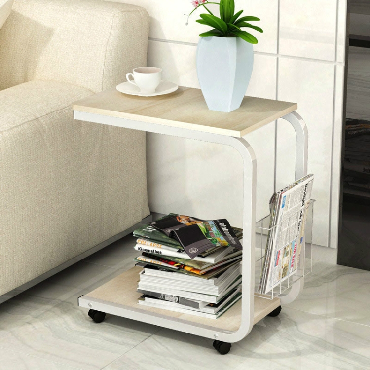 

Modern Minimalist Bedroom Table Living Room Mini Mobile Cabinet(Maple Wood)