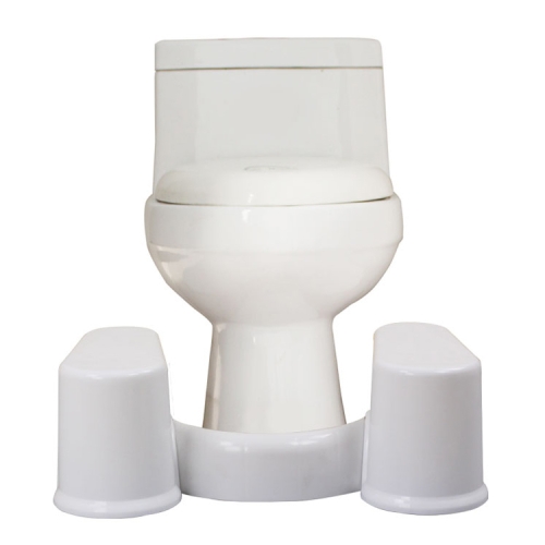 

Plastic Thickening Bathroom Anti-skid Stool, Style:White Height 23cm + 1 Toilet Brush