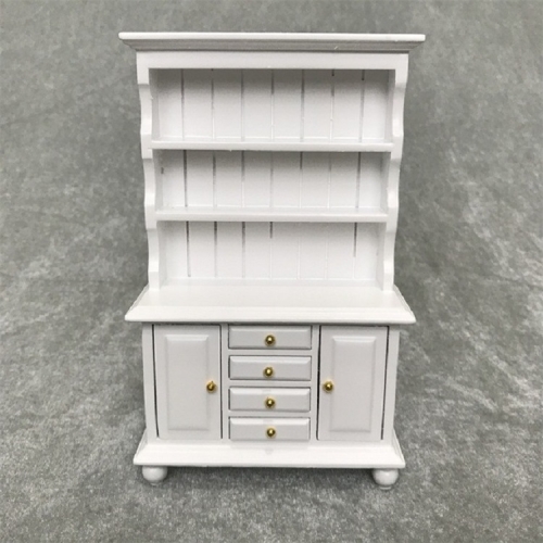

1/12 Dollhouse Miniature Furniture Multifunction Wood Cabinet Bookcase(White)