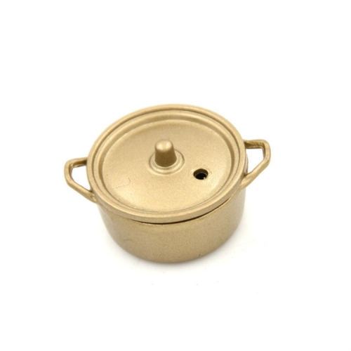 

Doll House Miniature Kitchen Cooking Tools Alloy Copper Pot with Lid(Matte Gold)