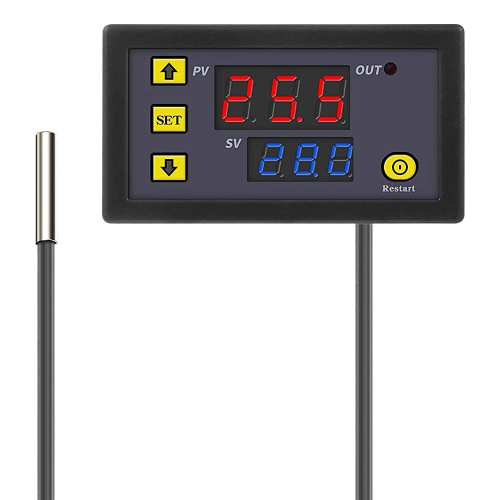 

High-precision Microcomputer Intelligent Digital Display Switch Thermostat, Style:12V Power Supply(Red and Blue Display)