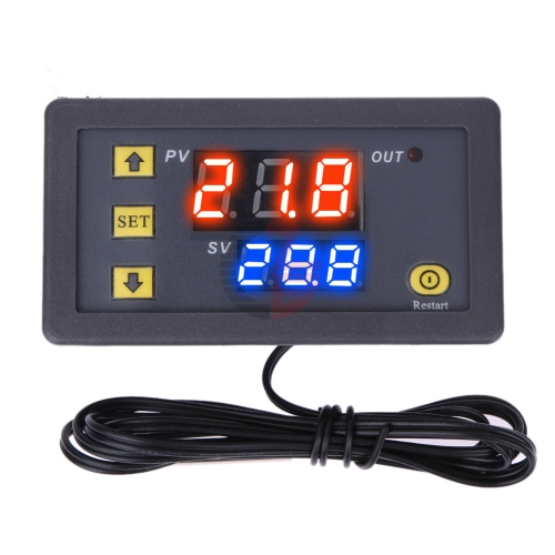 

High-precision Microcomputer Intelligent Digital Display Switch Thermostat, Style:24V Power Supply(Red Display)
