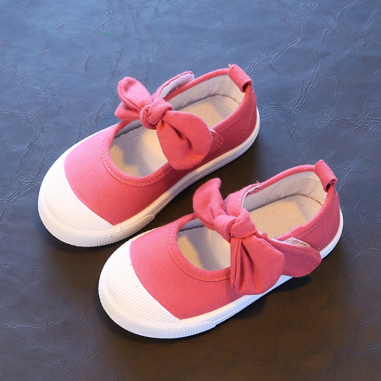 

Children Canvas Bow Flats Shoes Solid Sneakers, Size:30(Watermelon Red)