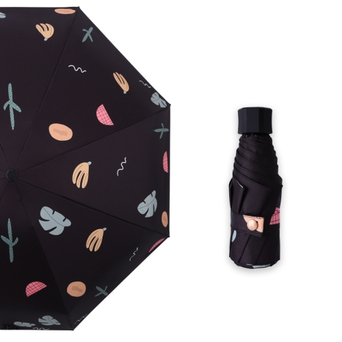 

Sunny and Rainy Sunscreen and UV Protection Cute Folding Mini Sun Umbrella, Style:Three Fold(Black)