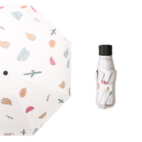 

Sunny and Rainy Sunscreen and UV Protection Cute Folding Mini Sun Umbrella, Style:Five Fold(Beige)