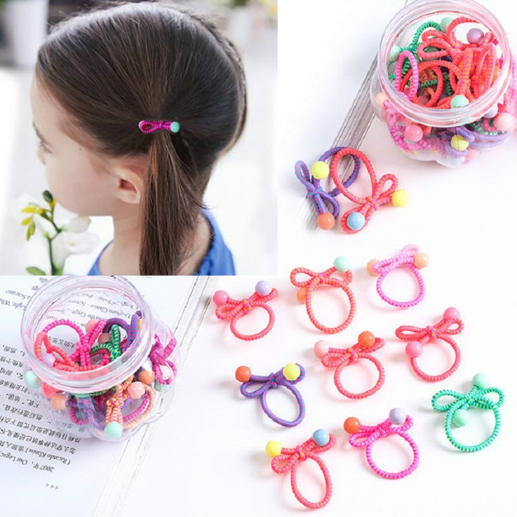 

100 PCS / 5 Boxes Cartoon Rabbit Ear Small Hair Rope Children Rubber Band(B Mixed)