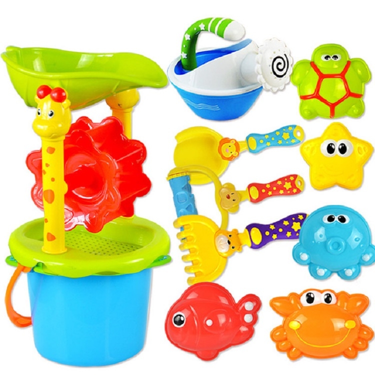 

11 PCS / Set Children Soft Plastic Beach Bucket Bathroom Outdoor Water Spray Toy