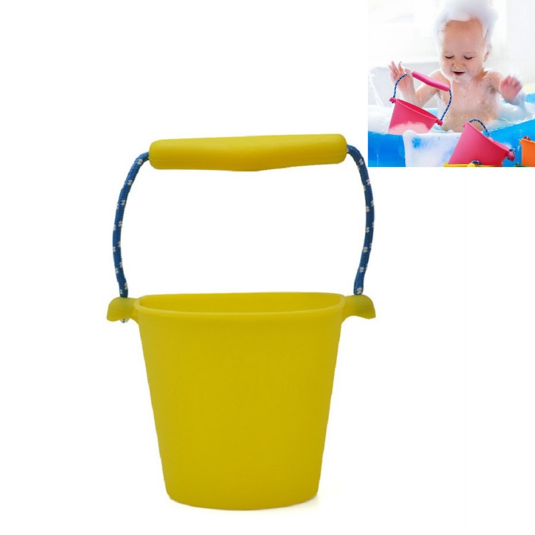 

Children Folding Beach Portable Silicone Bucket Bathroom Bath Toys(Yellow)