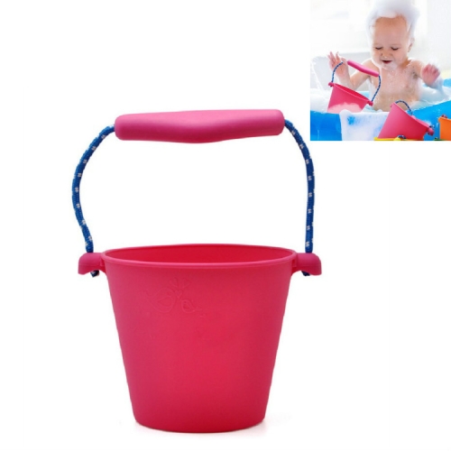 

Children Folding Beach Portable Silicone Bucket Bathroom Bath Toys(Pink)