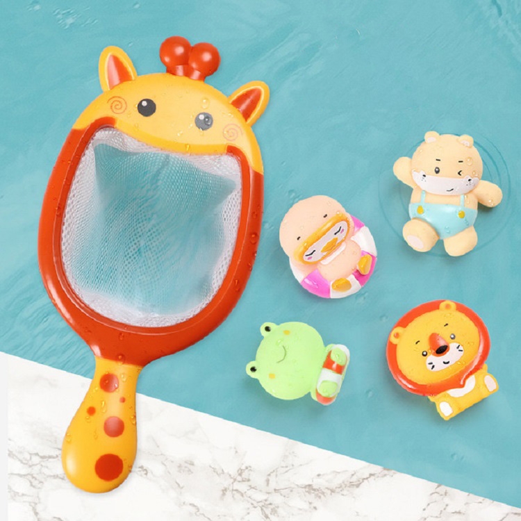 

5 PCS / Set Children Fish Fishing Toys Bathroom Cartoon Animals Playing with Water Toys(Giraffe)