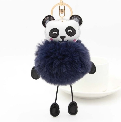 

Panda Rabbit Fur Soft Ball Cars Plush KeyChains(Blue)