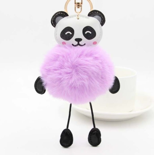 

Panda Rabbit Fur Soft Ball Cars Plush KeyChains(Purple)