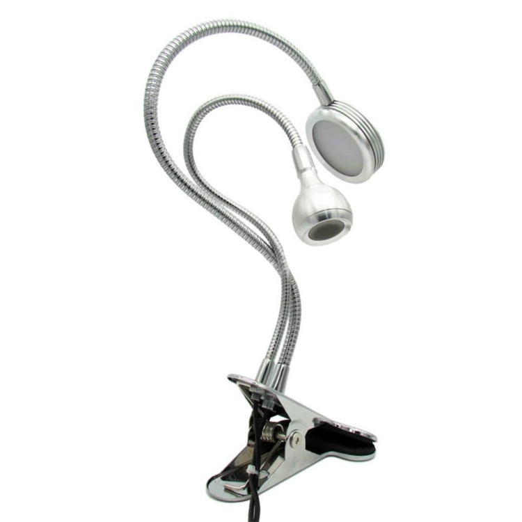 

3W Creative Dimmable Double-head Clip Design LED Table Lamp, Color:Double White Light