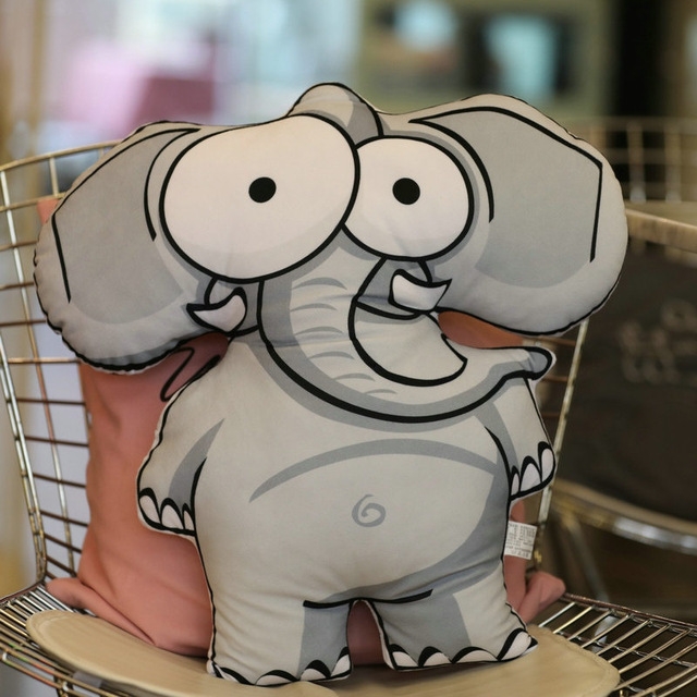 

Jungle Q version Animal Pillow New Funny Doll Plush Toy Cushion Decoration Children's Day Creative Gift(Elephant)
