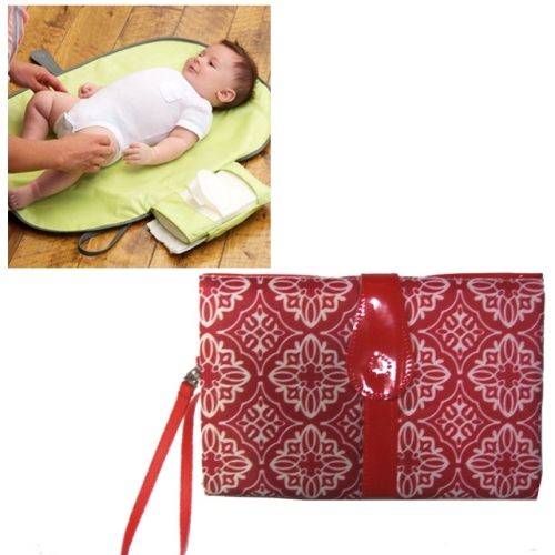 

Multifunctional Portable Baby Diaper Pad Storage Foldable Waterproof Baby Insulation Changing Pad(Red Floral)