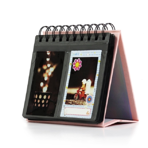 

Calendar Style Desktop Standing Brand Name Folder Mini Desk 3 inch 68 Photos Album Book(Pink)