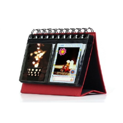 

Calendar Style Desktop Standing Brand Name Folder Mini Desk 3 inch 68 Photos Album Book(Red)