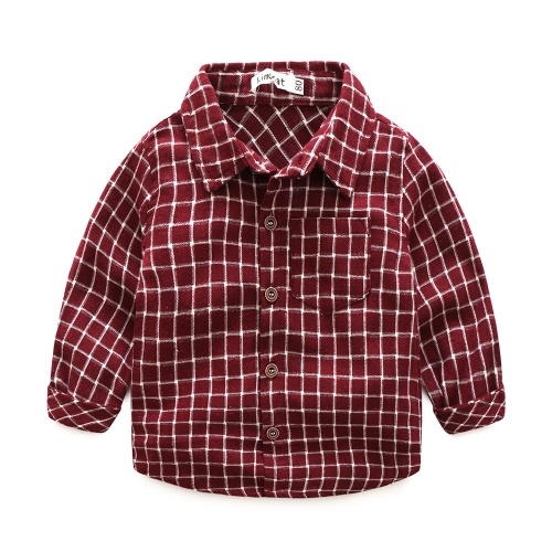 

Long Sleeve Plaid Shirt Autumn and Winter Boy Clothes, Height:70cm(Red)