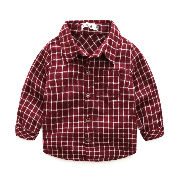 

Long Sleeve Plaid Shirt Autumn and Winter Boy Clothes, Height:90cm(Red)