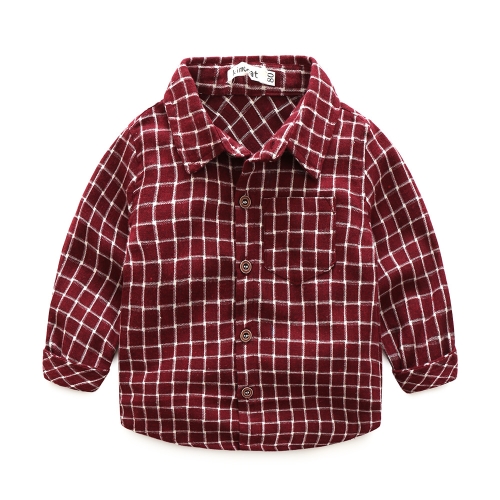 

Long Sleeve Plaid Shirt Autumn and Winter Boy Clothes, Height:95cm(Red)