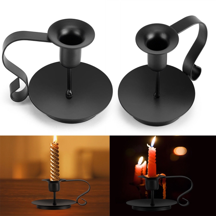 

2 PCS Retro Iron Candelabrum Taper Candle Holder Candlestick Stand Candlelight Dinner Decoration