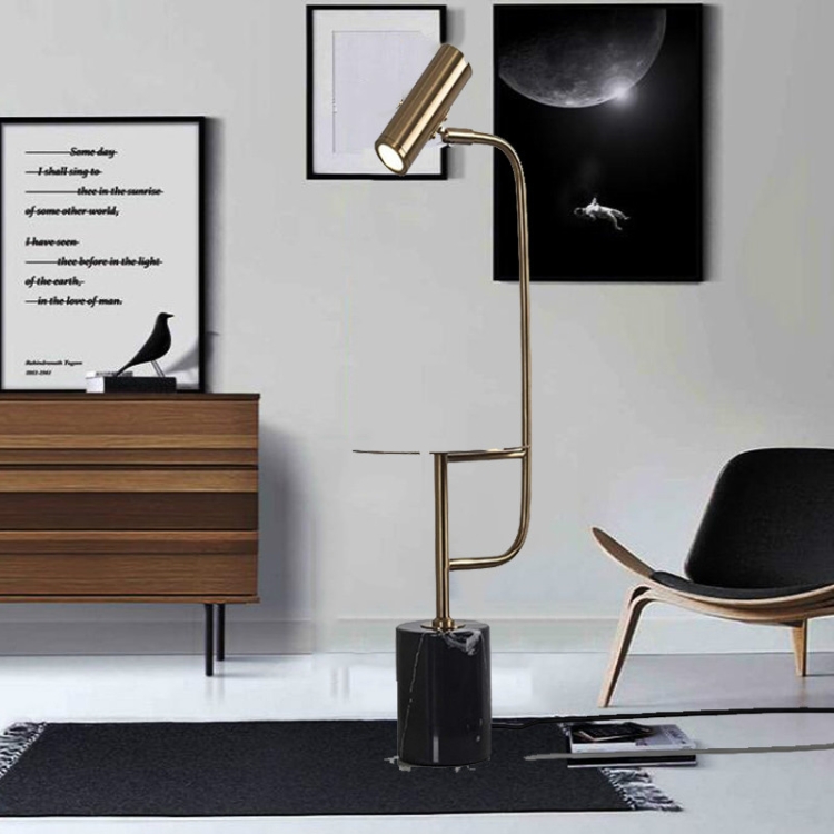 

Minimalist Marble with Small Table Floor Lamp(Black White Base)