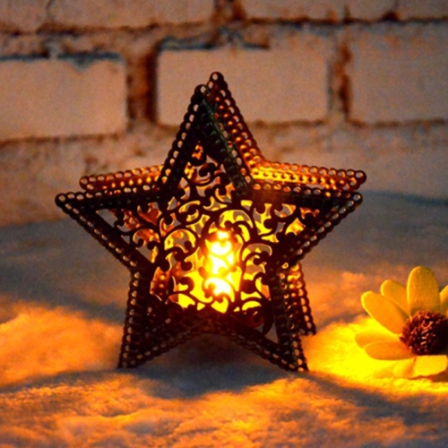 

Christmas Decor Moroccan Candlestick Candles Five-pointed Star Colorful Candlestick