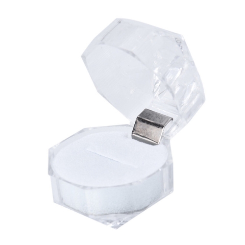 

3 PCS Transparent Octagonal Ring Box Crystal Plastic Packaging Box(White)