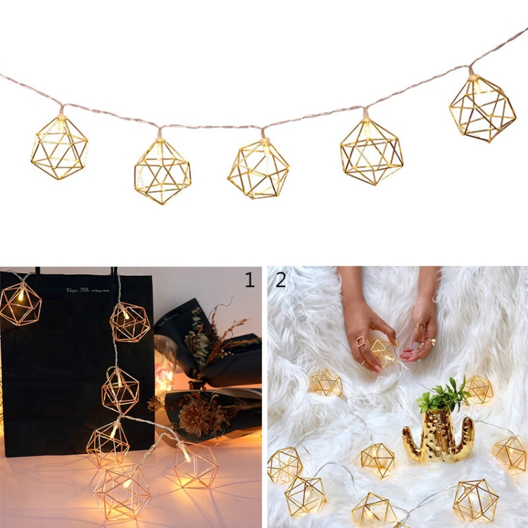 

Polygonal Wrought Iron Battery Box LED Interior String Light, Emitting Color:1.5m 10 LEDs