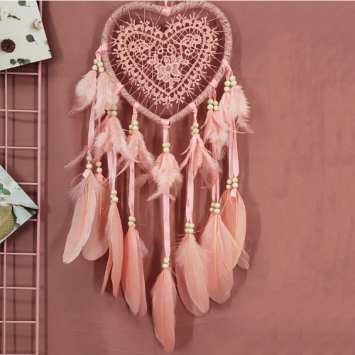 

Creative Hand-Woven Crafts Dream Catcher Home Car Wall Hanging Decoration, Type:Without Light(Light Pink)