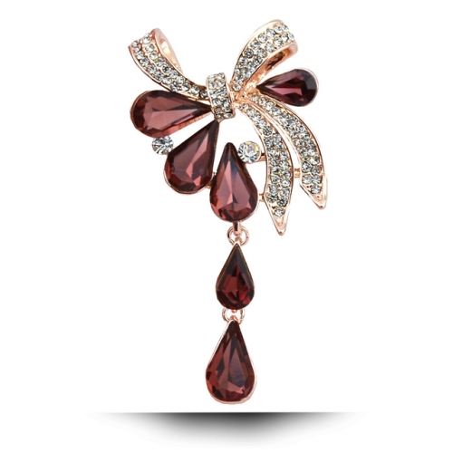 

Women Drill Droplet Butterfly-knotted Brooch(Purple)