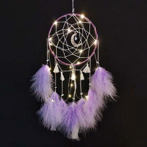 

DIY Handmade Decorative Dream Catcher Wall Hanging Dreamcatcher Feather Crafts Kids Stuff Wall Room Decor(Purple)