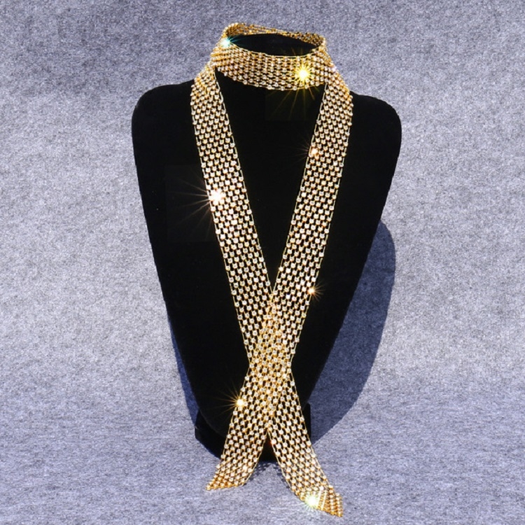 

Gold Women Sequined Rhinestone Bow Tie Dance Costume Accessories