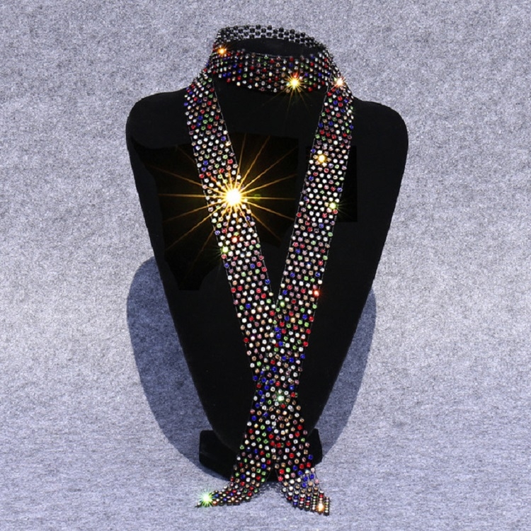 

Mixed Diamond on Black Women Sequined Rhinestone Bow Tie Dance Costume Accessories