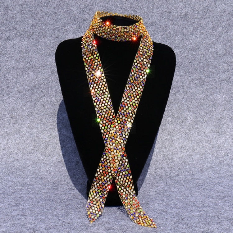 

Mixed Diamond on Gold Women Sequined Rhinestone Bow Tie Dance Costume Accessories